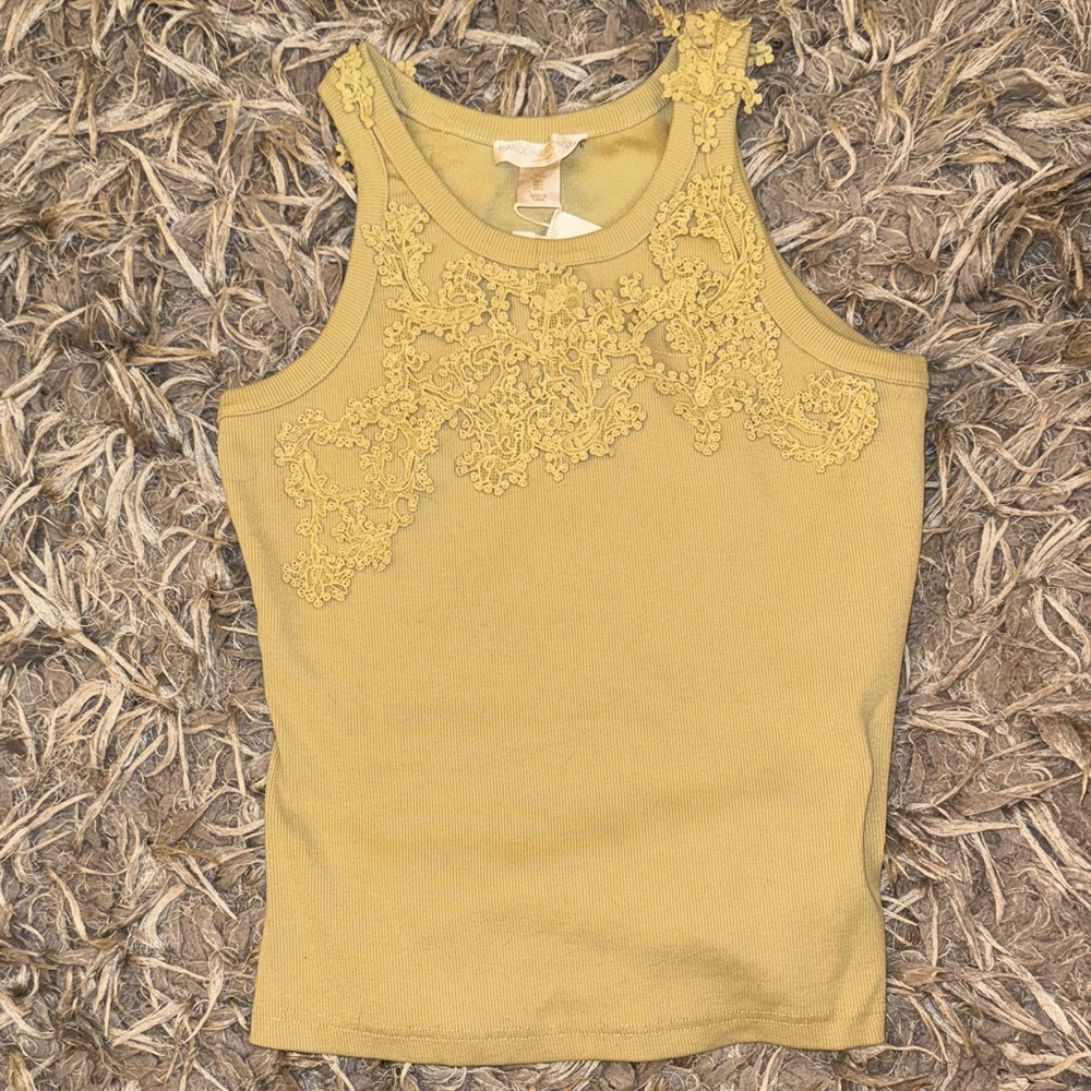 Elegant sage green Lace-Trimmed Women's Tank Top
